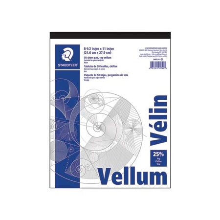 Staedtler Vellum Pad, 16 lb., 50 Sheets, 8-1/2x11in 0 946T811